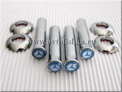 Mercedes все модели декоративные наконечники кнопок блокировки дверей хромированные, с логотипом, комплект 4 шт.